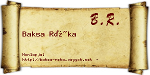 Baksa Réka névjegykártya